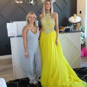 Stunning Yellow Gown with Intricate Beading